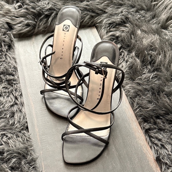 ellemenno Black Strappy Heels - Picture 1 of 5